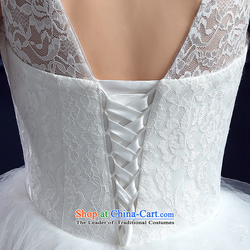 Honeymoon bride wedding dresses 2015 Summer new Korean lace collar package shoulder retro pregnant women large wedding white XS, bride honeymoon shopping on the Internet has been pressed.