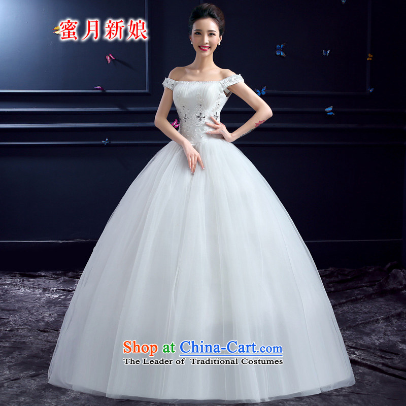 Honeymoon bride 2015 Summer new wedding dresses Korean sweet princess package word shoulder to shoulder with lace white wedding XS