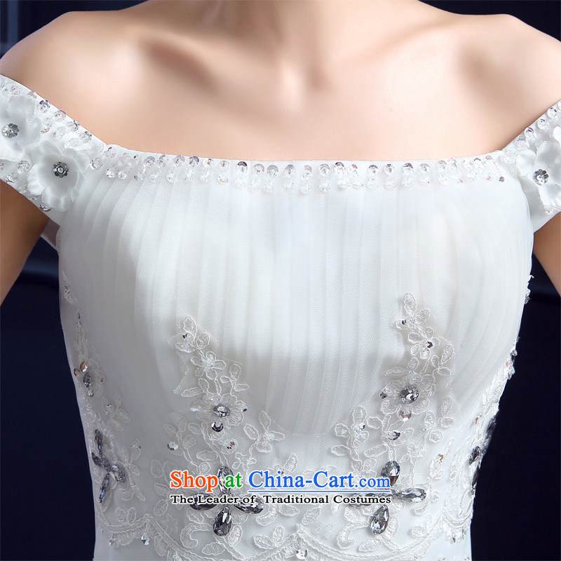 Honeymoon bride 2015 Summer new wedding dresses Korean sweet princess package word shoulder to shoulder with lace white wedding bride honeymoon XS, , , , shopping on the Internet