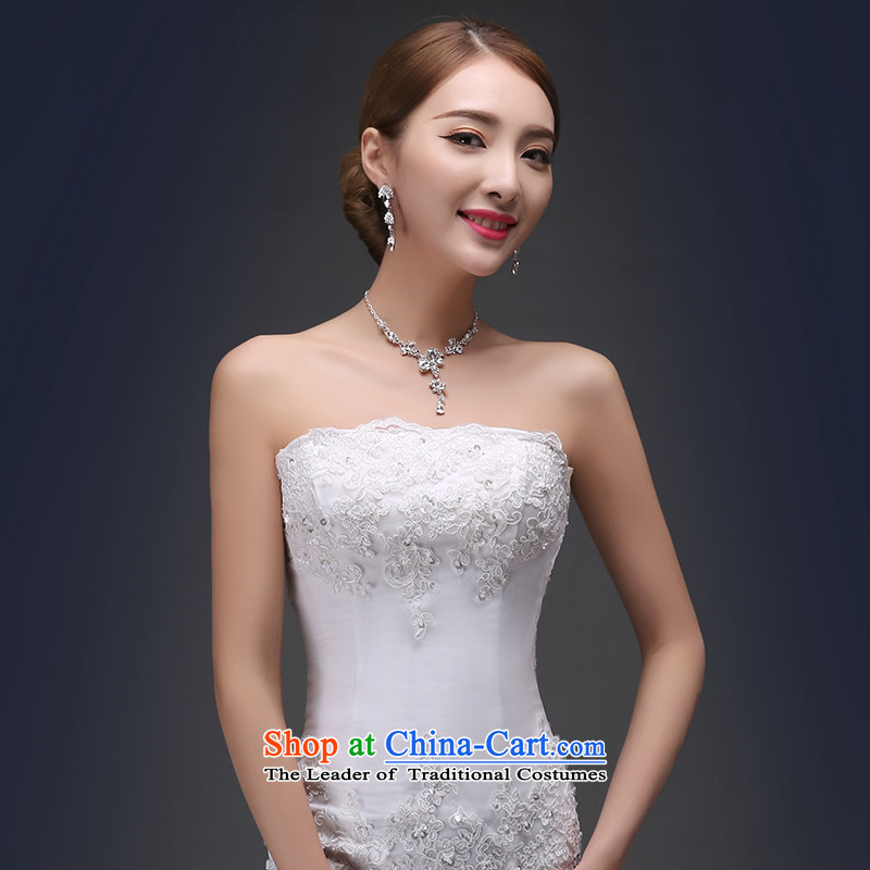 2015 Spring/Summer new Korean fashion lace anointed chest Sau San crowsfoot straps thin graphics bride tail wedding dress code 1 S white feet 9 get shipment, Suzhou embroidery bride shopping on the Internet has been pressed.