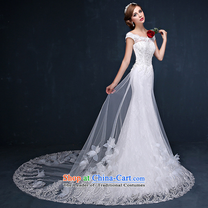 Wedding dresses Summer 2015 new lace shoulder straps thin brides graphics crowsfoot marriage tail wedding WhiteM waist 2.1_