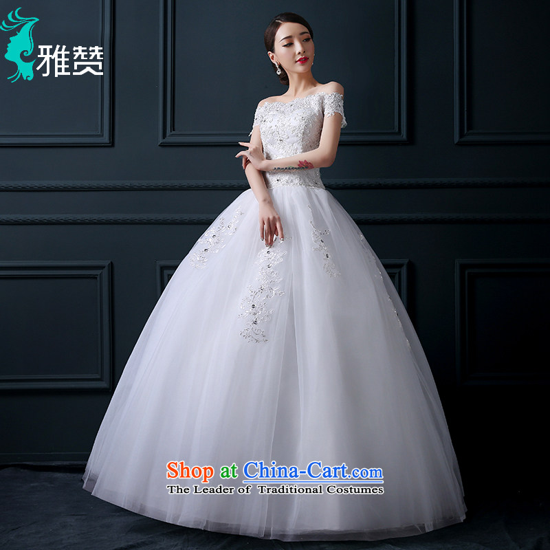 Jacob Chan a field to align the shoulder wedding dresses 2015 new summer quality custom Korean-style water drilling Sau San Foutune of lace princess skirt white?S
