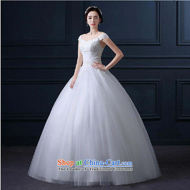 2015 new shoulders a field to align the shoulder bon bon yarn marriages wedding dresses spring and summer Korean style with white thin , L, Pure video love bamboo yarn , , , shopping on the Internet