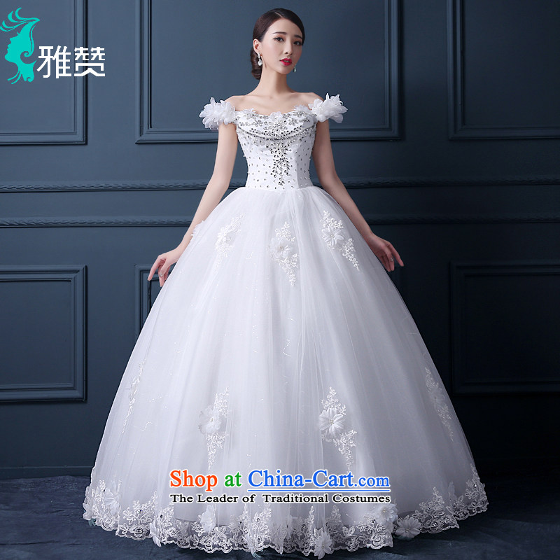 Jacob Chan in summer and autumn 2015 a shoulder wedding dresses retro continental palace water drilling for flowers bride to align bon bon skirt White XXL