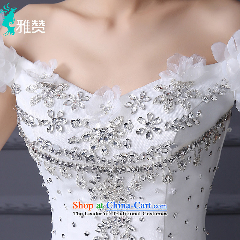 Jacob Chan in summer and autumn 2015 a shoulder wedding dresses retro continental palace water drilling for flowers bride to align bon bon skirt white XXL, Nga Chan (YAZAN) , , , shopping on the Internet