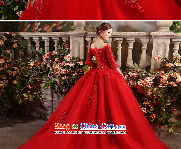 Jacob Chan red wedding to marry field shoulder length tail 2015 new bride autumn and winter Korean long-sleeved lace water drilling upscale red S picture, prices, brand platters! The elections are supplied in the national character of distribution, so action, buy now enjoy more preferential! As soon as possible.