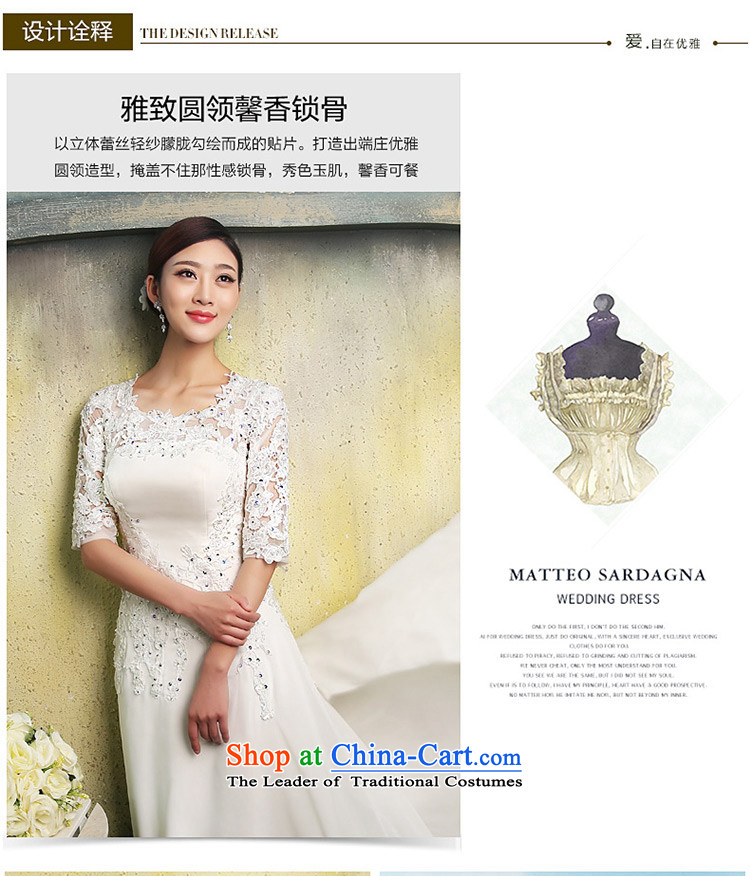 Jacob Chan bride slotted shoulder small trailing wedding dresses in the autumn and winter 2015 cuff new products satin damask chiffon video thin lace stars of the same white L picture, prices, brand platters! The elections are supplied in the national character of distribution, so action, buy now enjoy more preferential! As soon as possible.
