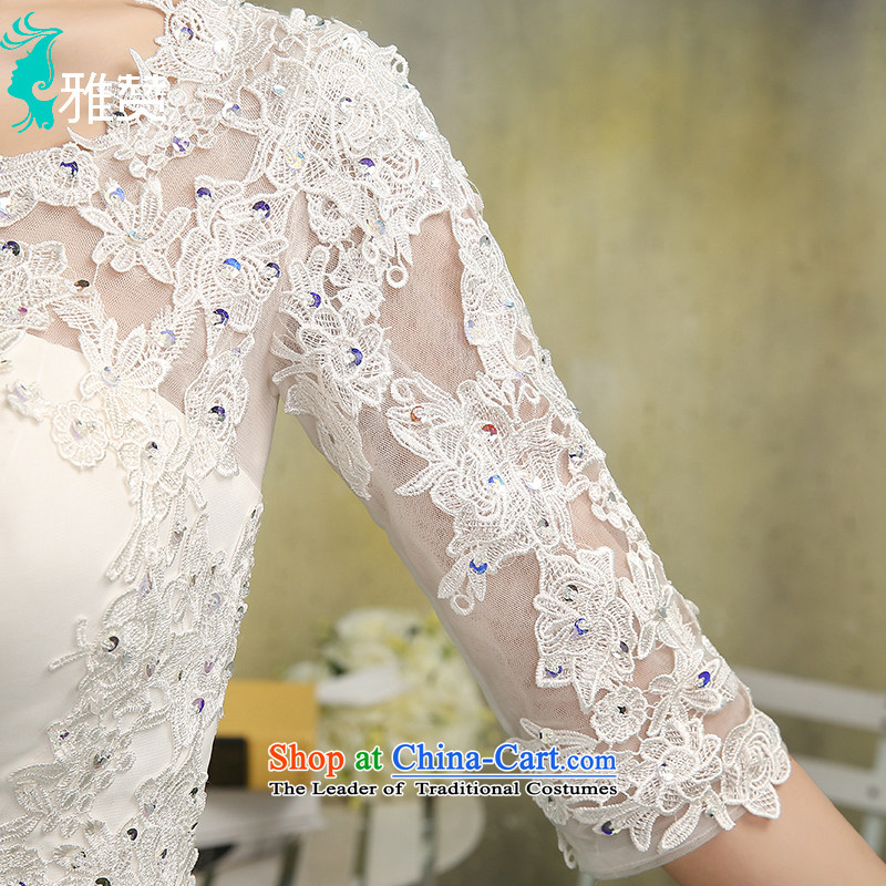 Jacob Chan bride slotted shoulder small trailing wedding dresses in the autumn and winter 2015 cuff new products satin damask chiffon video thin lace stars of the same white L, Jacob Chan (YAZAN) , , , shopping on the Internet
