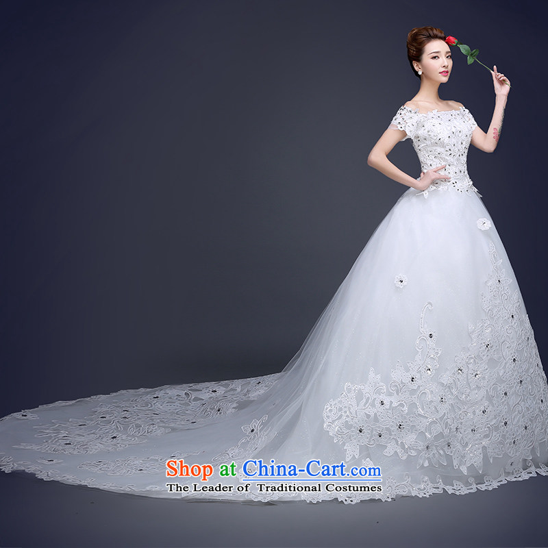 The word Beverly Ting shoulder deluxe tail package shoulder bride wedding dresses 2015 Summer new larger satin Korean crowsfoot wedding Beverly Ting, White (tingbeier) , , , shopping on the Internet