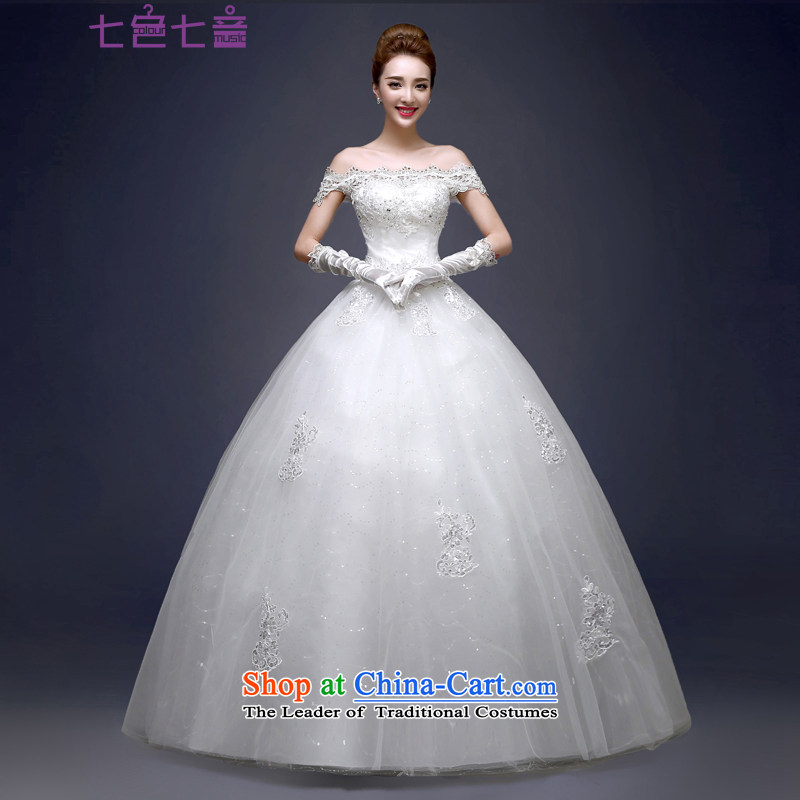7 Color 7 tone Korean new stylish white 2015 marriages a field shoulder straps lace to align the wedding dresses?H075?white tailored _does not allow_