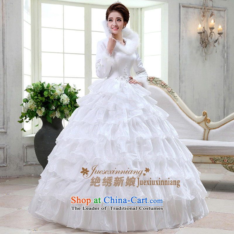 Embroidered brides is Winter Sweater trendy Korea long-sleeved Pullover plus the word cotton shoulder warm video thin white wedding tailored does not allow, embroidered bride shopping on the Internet has been pressed.