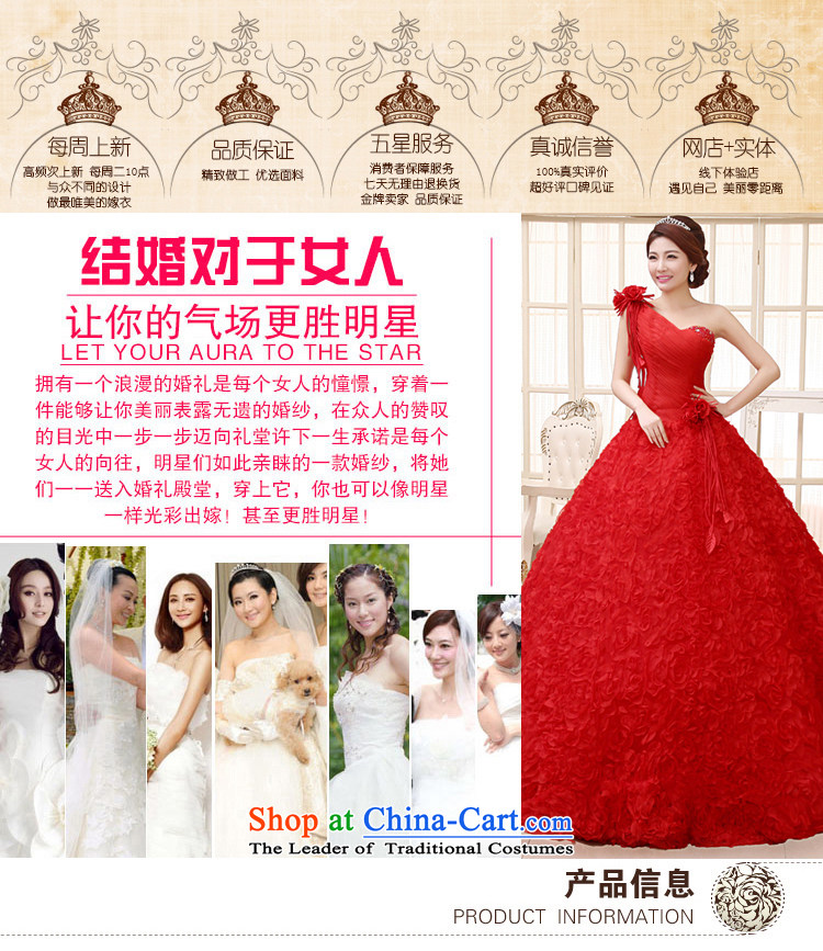 Embroidered bride 2015 won is version wedding dress shoulder flowers sweet Princess Beveled Shoulder to align the wedding pictures, price S RED, brand platters! The elections are supplied in the national character of distribution, so action, buy now enjoy more preferential! As soon as possible.