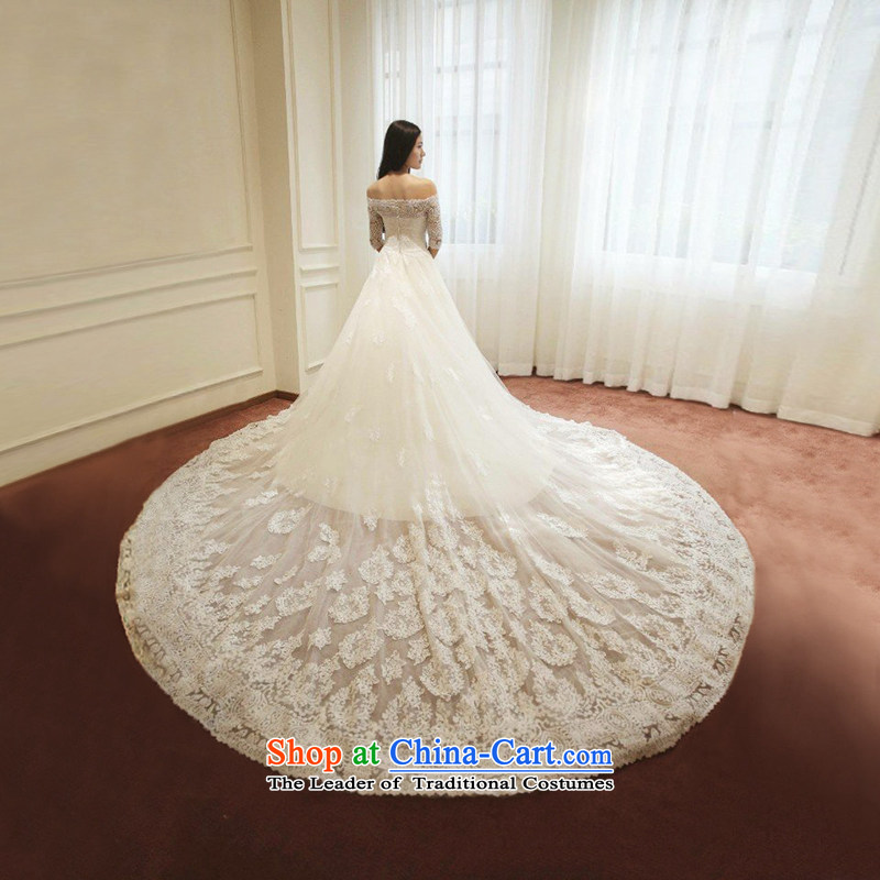 2015 Summer wedding dresses tail of a Korean-style field shoulder wedding wedding dress2605WhiteS