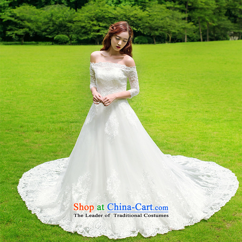 2015 Summer wedding dresses tail of a Korean-style field shoulder wedding wedding dress 2605 White S, a bride shopping on the Internet has been pressed.
