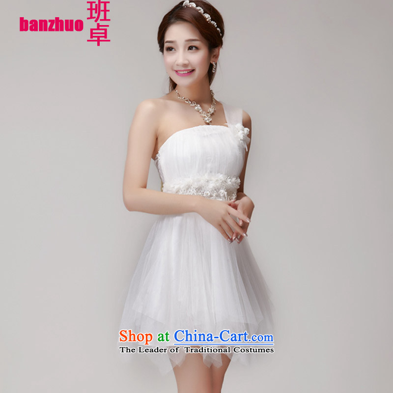 On the?new 2015 Cheuk-yan bridesmaid mission dress evening dresses and sisters skirts banquet short_ bridesmaid small dress white?L