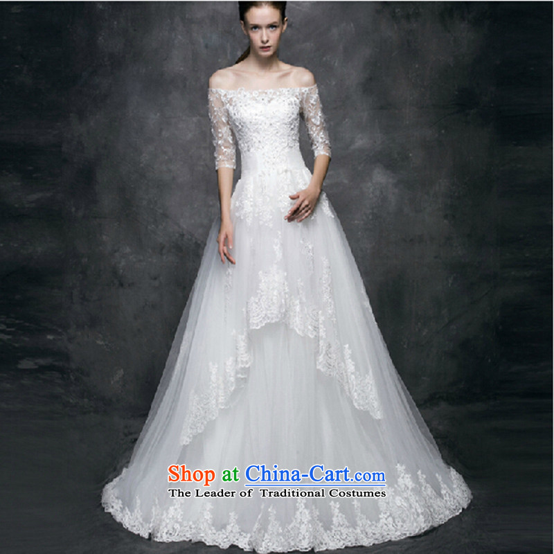 2015 new long-sleeved wedding in spring and summer tail of the Word version of large Korean shoulder code lace custom bride wedding dresses made white not toggle dimensions do not love, Su-lan , , , shopping on the Internet