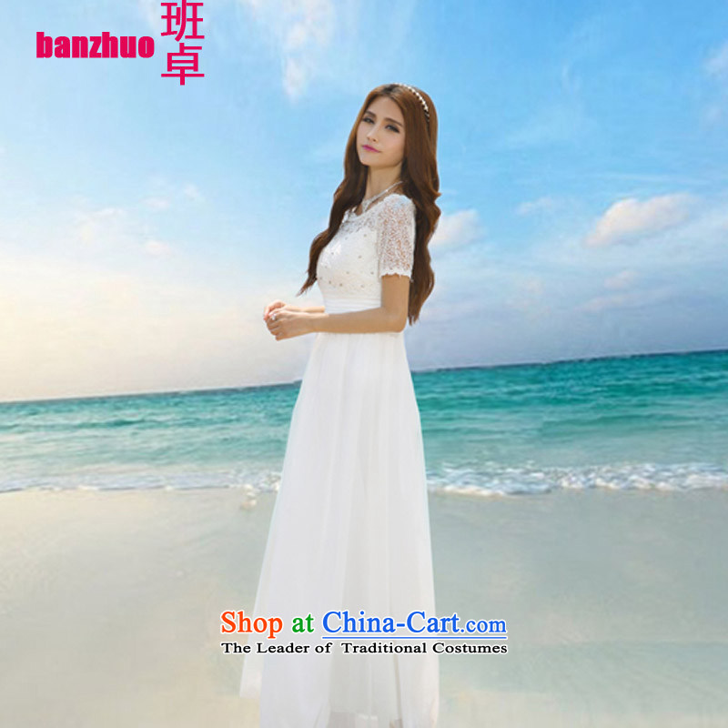 The Taliban Cheuk-yan Korea Maldives beach wedding dress nail pearl diamond dress long white dresses , Taliban-tak (banzhuo) , , , shopping on the Internet