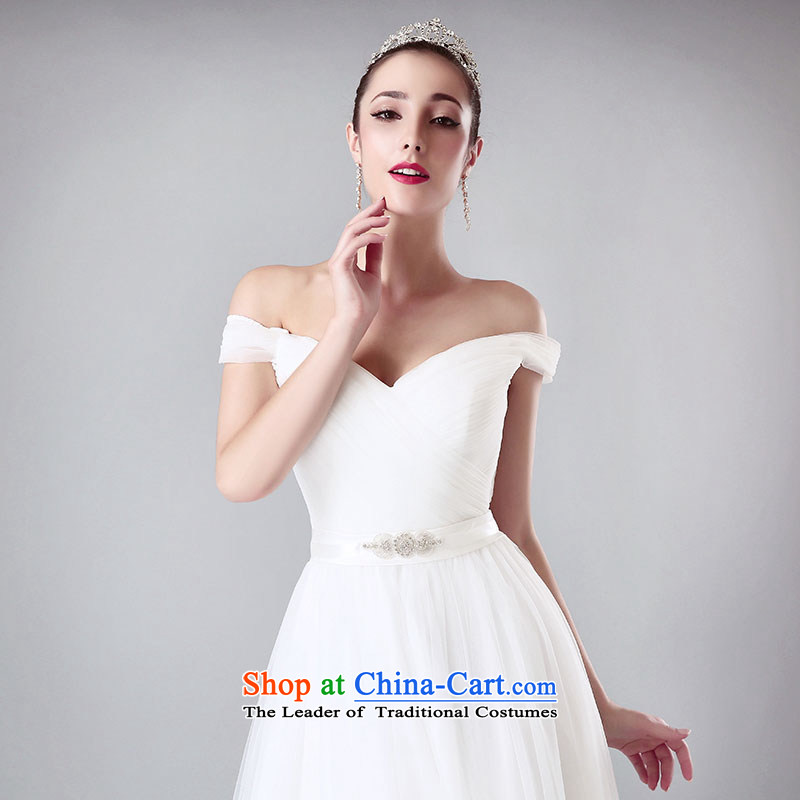 Millennium bride 2015 Summer new word shoulder bride wedding dresses shoulders to align the V-Neck wedding simple continental White XL, millennium bride shopping on the Internet has been pressed.