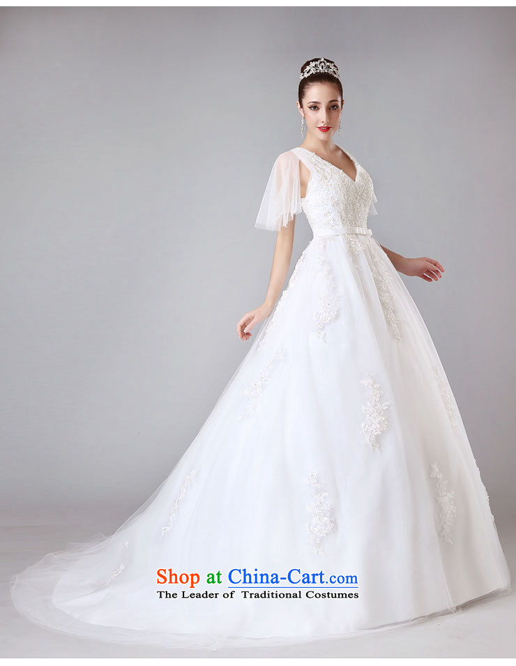Millennium bride 2015 Summer new word shoulder V-Neck wedding dresses tail marriage with a wedding in cuff H8002 White XL Photo, prices, brand platters! The elections are supplied in the national character of distribution, so action, buy now enjoy more preferential! As soon as possible.