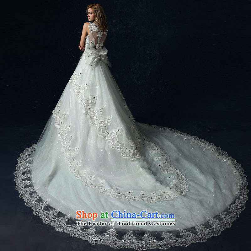 Millennium bride 2015 Spring/Summer new shoulders wedding dress bride Han-back lace Drag large tail White XL, millennium bride shopping on the Internet has been pressed.