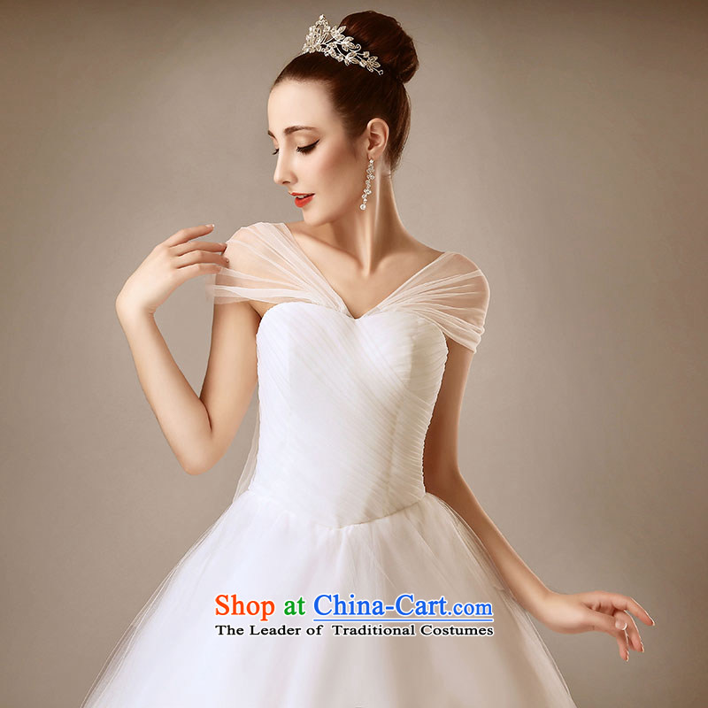 Millennium bride 2015 New Europe and the simple and stylish white streaks in the word dual shoulder shoulder Sau San wedding dresses White XL, millennium bride shopping on the Internet has been pressed.