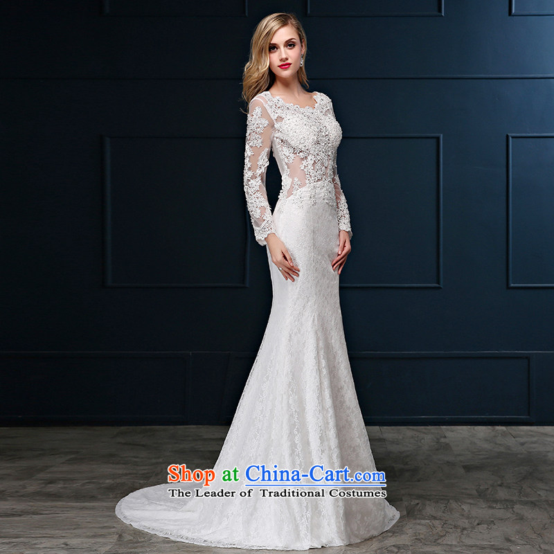 Summer 2015 new Korean lace package shoulder larger video thin Sau San crowsfoot marriages with tail wedding dresses white tailored does not allow, embroidered bride shopping on the Internet has been pressed.