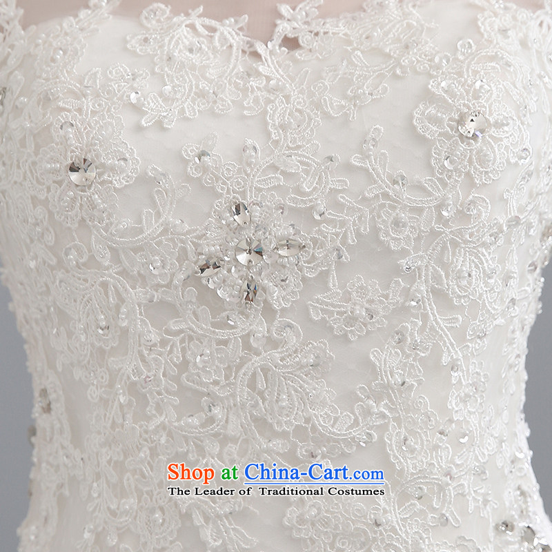 2015 Summer new word shoulder bride wedding dresses long tail align to Korean large Sau San lace large white tail can be made plus $30 does not return, Yi Sang Love , , , shopping on the Internet