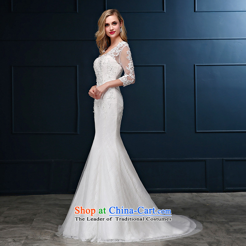 Summer 2015 new Korean lace package shoulder larger crowsfoot marriages in Sau San cuff small trailing white wedding dresses S code 1 ft 9 Suzhou shipment, waist embroidered bride shopping on the Internet has been pressed.