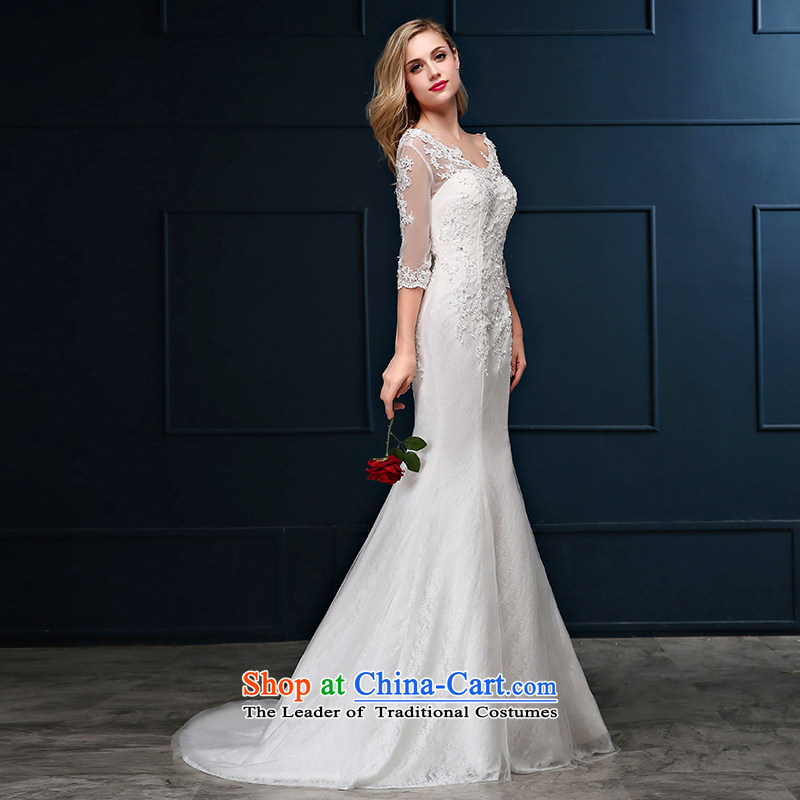 Summer 2015 new Korean lace package shoulder larger crowsfoot marriages in Sau San cuff small trailing white wedding dresses S code 1 ft 9 Suzhou shipment, waist embroidered bride shopping on the Internet has been pressed.