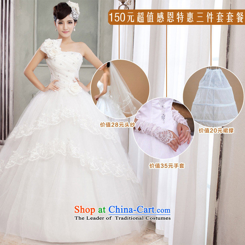 Honeymoon bride wedding dresses 2015 Korean sweet princess shoulder strap with flowers to align the wedding bon bon straps wedding wedding packageXS