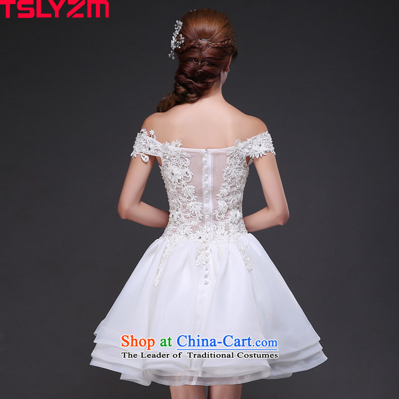 Short of the bride tslyzm field shoulder wedding dresses 2015 autumn and winter new fluoroscopy lace white princess bon bon coin cell (A s,tslyzm,,, skirt shopping on the Internet