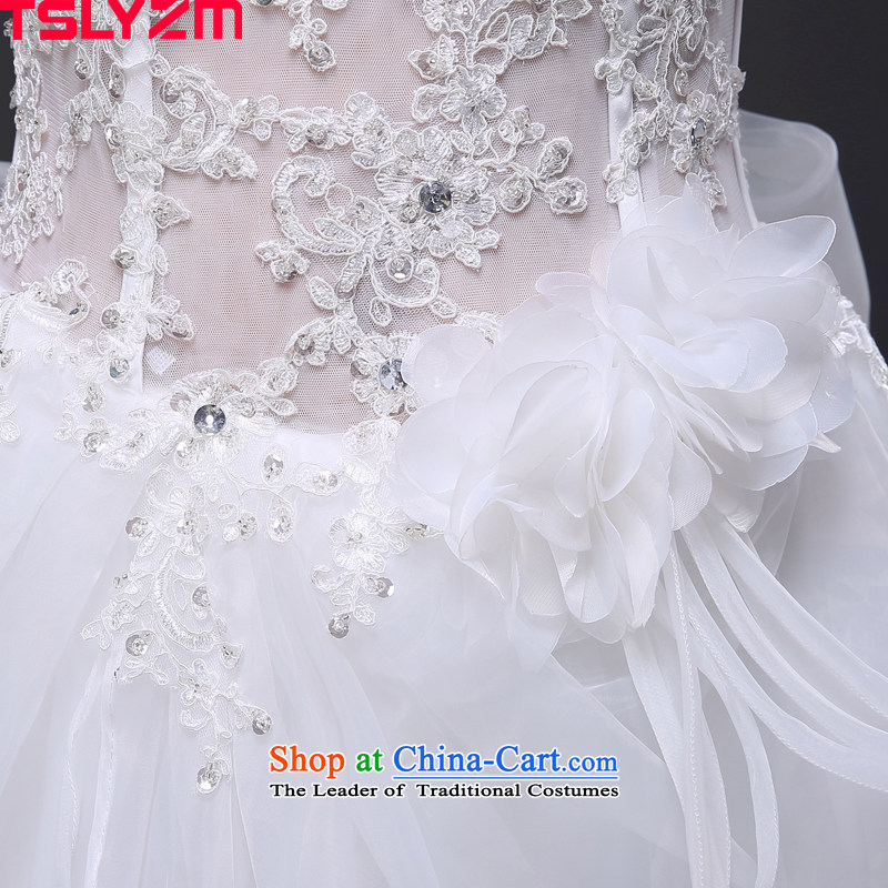 The bride tslyzm shoulders tail wedding dresses new 2015 autumn and winter Korean lace large bow tie V-Neck word fluoroscopy package Shoulder Drill skirt white s,tslyzm,,, water shopping on the Internet