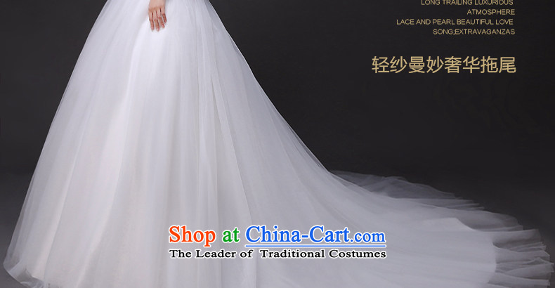The bride tail tslyzm wedding dress of autumn and winter 2015 new long-sleeved package shoulder round-neck collar Flower Fairies