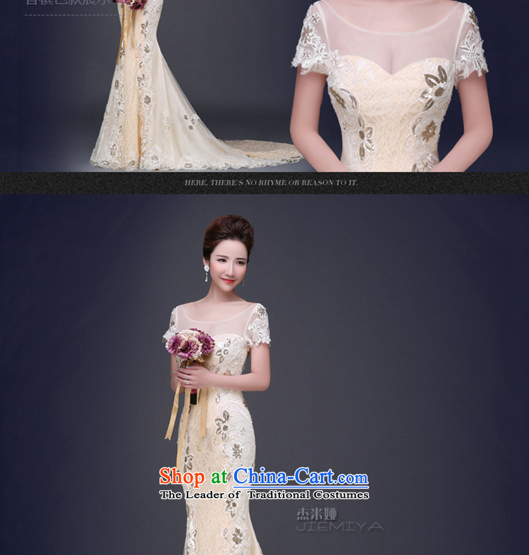 Jie Mija 2015 new stylish slotted shoulder tail wedding dresses summer bride anointed chest Sau San video wedding summer thin champagne color pictures, prices, XXL brand platters! The elections are supplied in the national character of distribution, so action, buy now enjoy more preferential! As soon as possible.