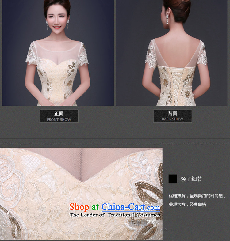 Jie Mija 2015 new stylish slotted shoulder tail wedding dresses summer bride anointed chest Sau San video wedding summer thin champagne color pictures, prices, XXL brand platters! The elections are supplied in the national character of distribution, so action, buy now enjoy more preferential! As soon as possible.