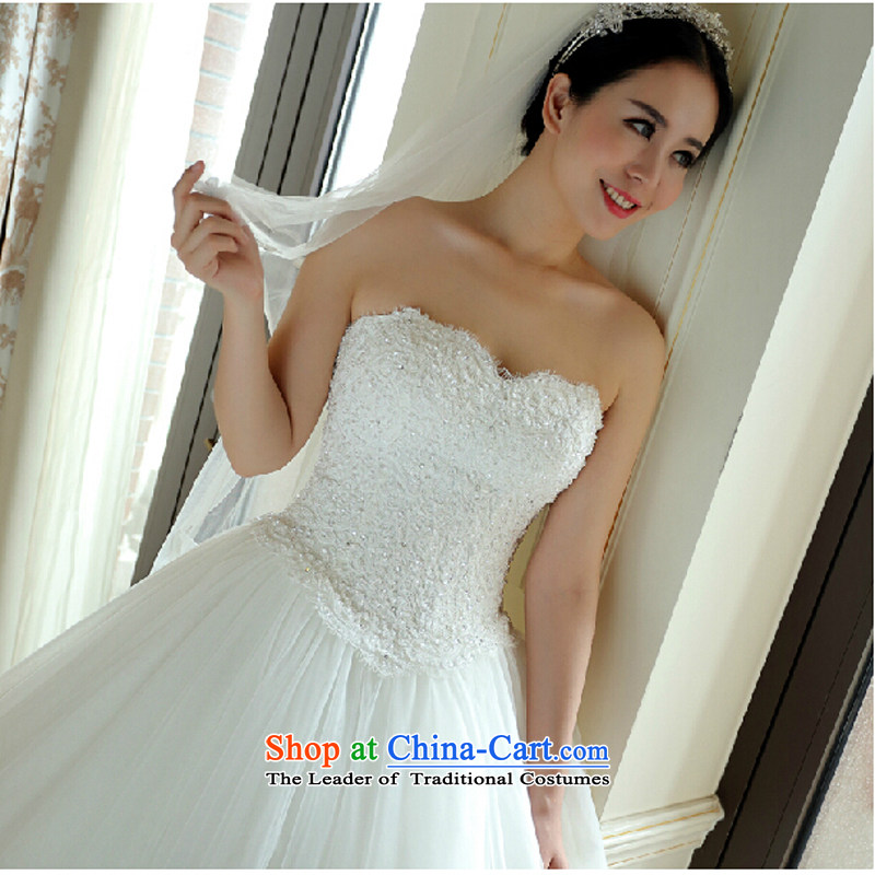 The luxurious wedding dresses foreign trade by 2015 Summer new Korean anointed chest lace video thin bon bon skirt 7796 bride wedding white XS, pure love bamboo yarn , , , shopping on the Internet