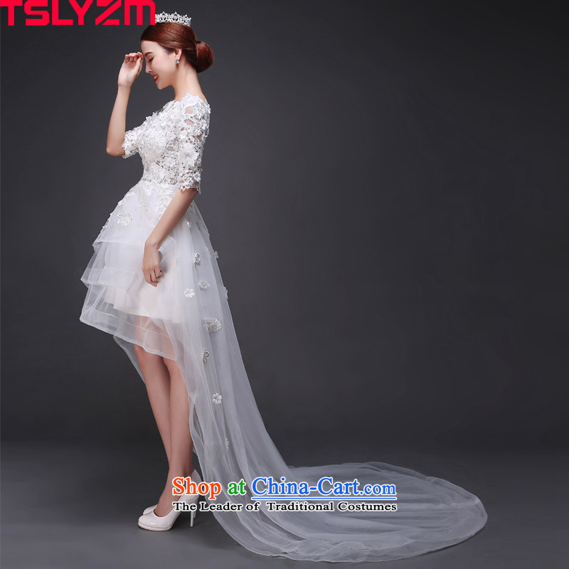Before long after short tslyzm wedding dresses small trailing gauze slotted shoulder the new 2015 autumn and winter round-neck collar package in shoulder cuff lace wedding dress white xl,tslyzm,,, shopping on the Internet