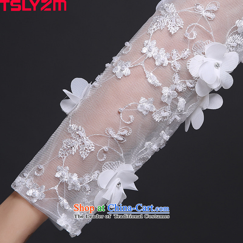Tslyzm crowsfoot wedding dresses small trailing the new 2015 autumn and winter Flower Fairies  round-neck collar long-sleeved Korean style graphics thin flowers Princess Sau San skirt tail) s,tslyzm,,, shopping on the Internet