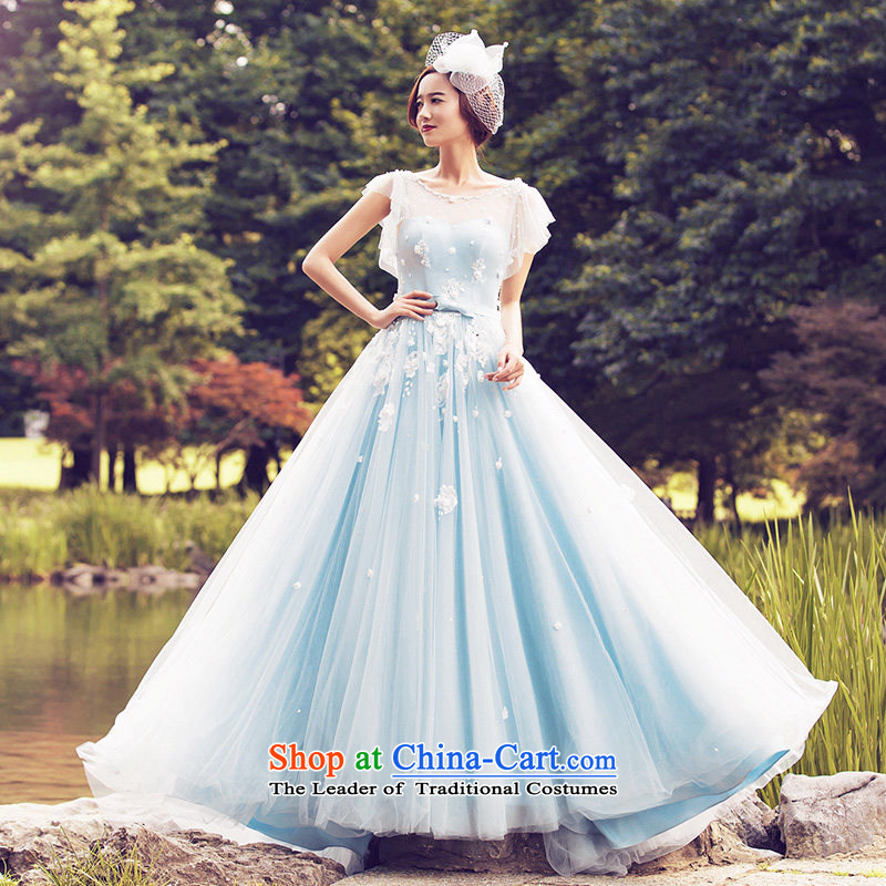Wedding dresses 2015 Summer Continental to align the wedding shoulders wedding tail2611 Blue M a bride shopping on the Internet has been pressed.