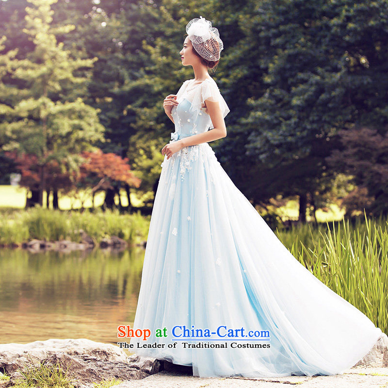 Wedding dresses 2015 Summer Continental to align the wedding shoulders wedding tail2611 Blue M a bride shopping on the Internet has been pressed.