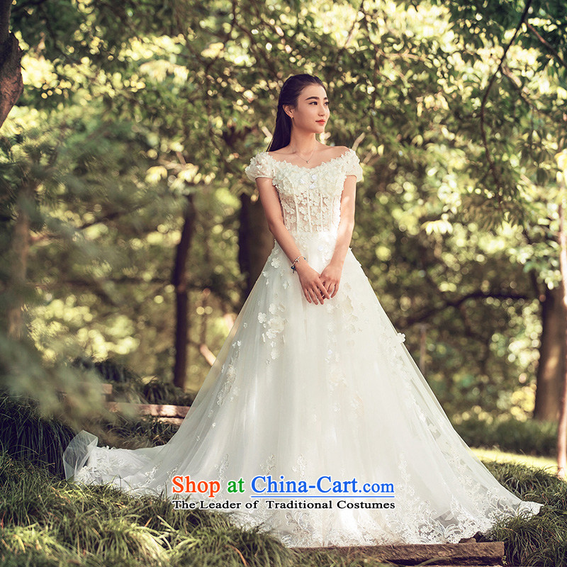 Wedding dresses 2015 Summer lace crowsfoot wedding shawl wedding long tail 2608 White , L, a bride shopping on the Internet has been pressed.