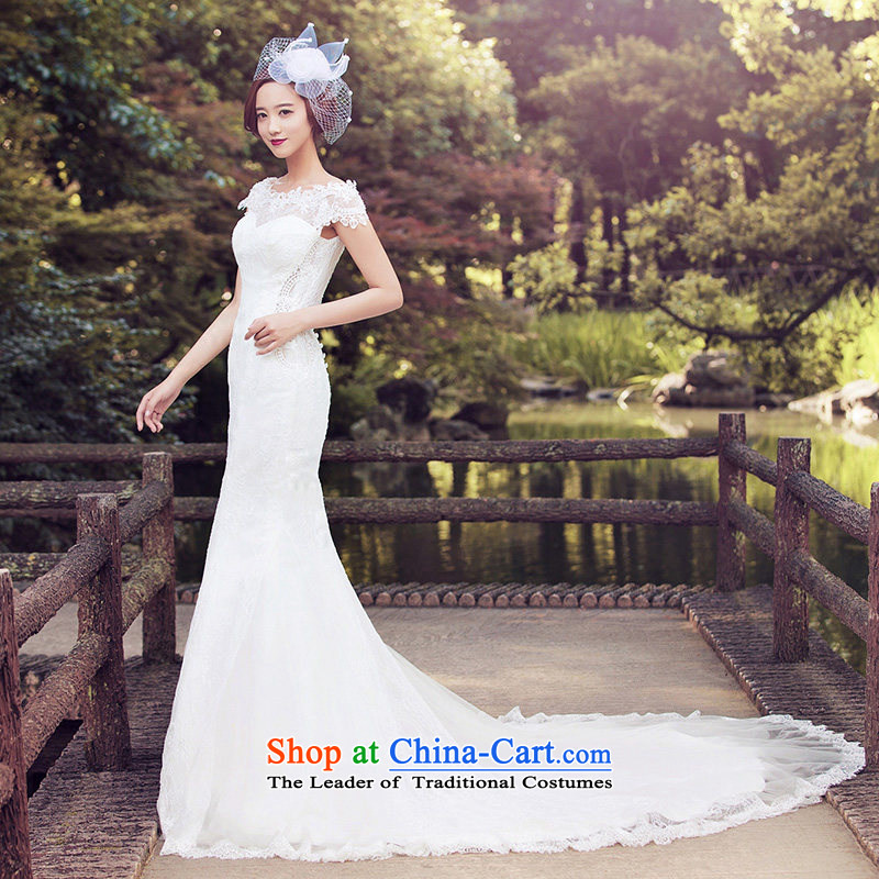 A Bride wedding dresses 2015 Summer lace crowsfoot wedding shawl long tail 2602 White , L, a bride shopping on the Internet has been pressed.