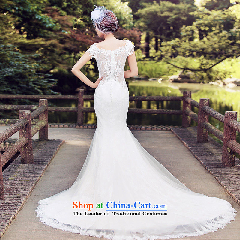 A Bride wedding dresses 2015 Summer lace crowsfoot wedding shawl long tail 2602 White , L, a bride shopping on the Internet has been pressed.