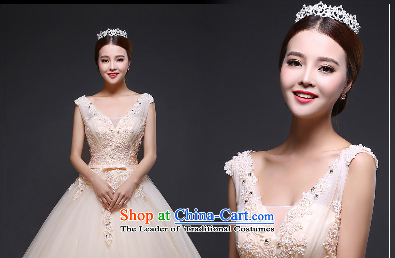 Tslyzm2015 autumn and winter shoulders wedding dresses align with the new to bind marriages V-Neck lace bow tie video thin Diamond light champagne color M picture, prices, brand platters! The elections are supplied in the national character of distribution, so action, buy now enjoy more preferential! As soon as possible.