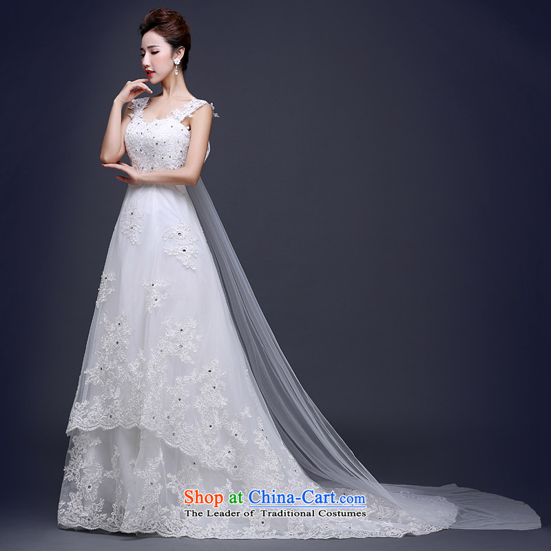 Jie mija white shoulders sleeveless wedding dress tail 2015 new summer lace Korean continental tail bride wedding White XL, Cheng Kejie mia , , , shopping on the Internet