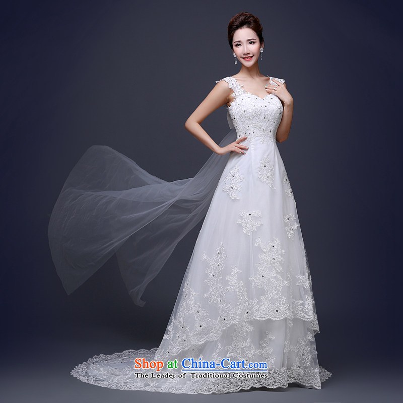 Jie mija white shoulders sleeveless wedding dress tail 2015 new summer lace Korean continental tail bride wedding White XL, Cheng Kejie mia , , , shopping on the Internet