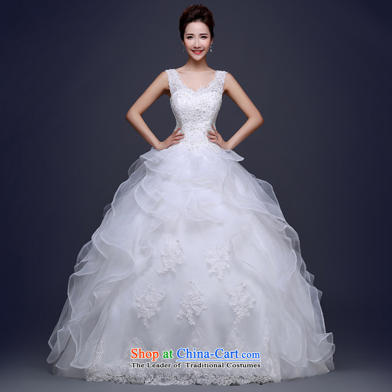 Jie mija wedding dresses 2015 Spring New Korean minimalist shoulders to align graphics thin marriages a field shoulder wedding WhiteM