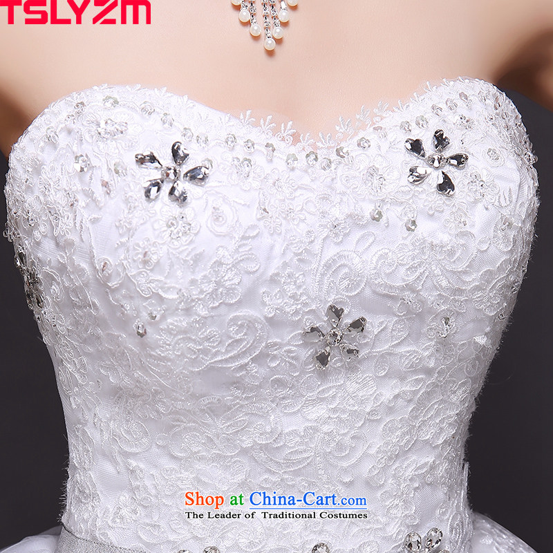 The Bride With chest tslyzm wedding dresses in autumn and winter 2015 new diamond lace white bon bon skirt new white m,tslyzm,,, shopping on the Internet