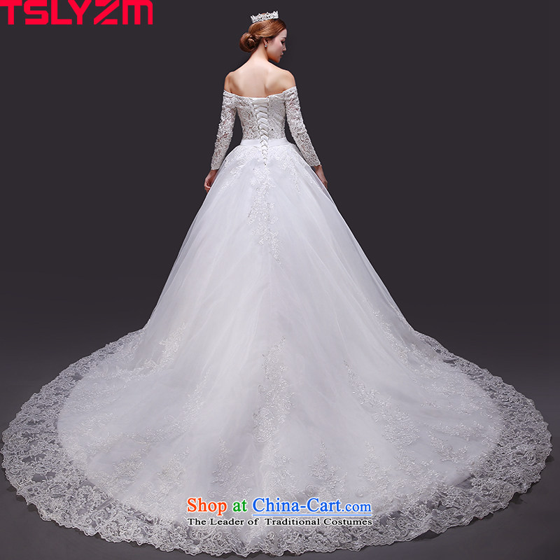 The word tslyzm shoulder wedding dress large tail 2015 new marriages of autumn and winter long-sleeved lace Korean version thin wedding dress and bon bon tail) s,tslyzm,,, shopping on the Internet