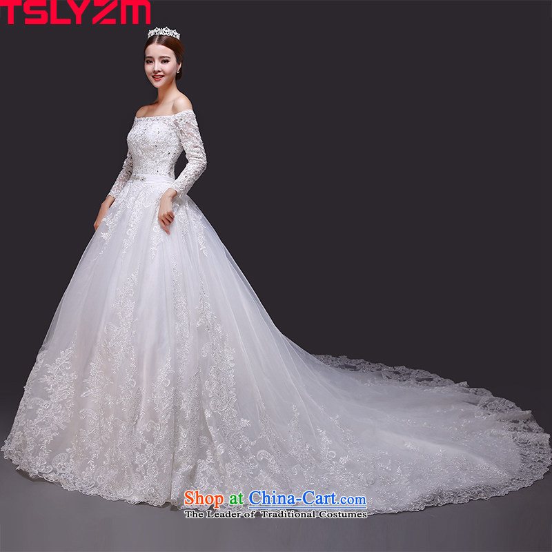 The word tslyzm shoulder wedding dress large tail 2015 new marriages of autumn and winter long-sleeved lace Korean version thin wedding dress and bon bon tail) s,tslyzm,,, shopping on the Internet